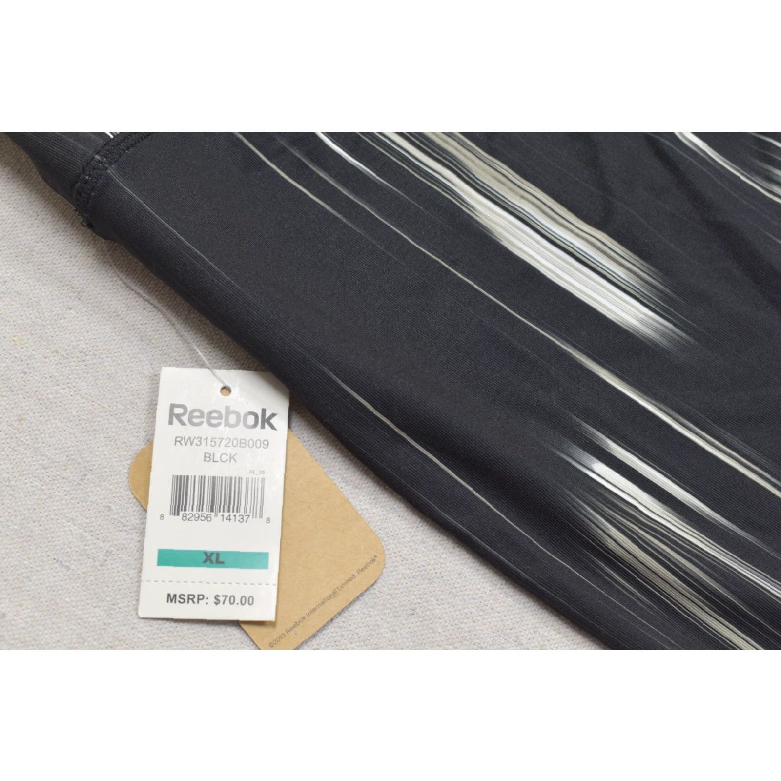 Reebok Reebok Skinny Leggings Women XL Black White Abstract Print Athletic Yoga Pants N Size 40" / US 18 - 8 Thumbnail