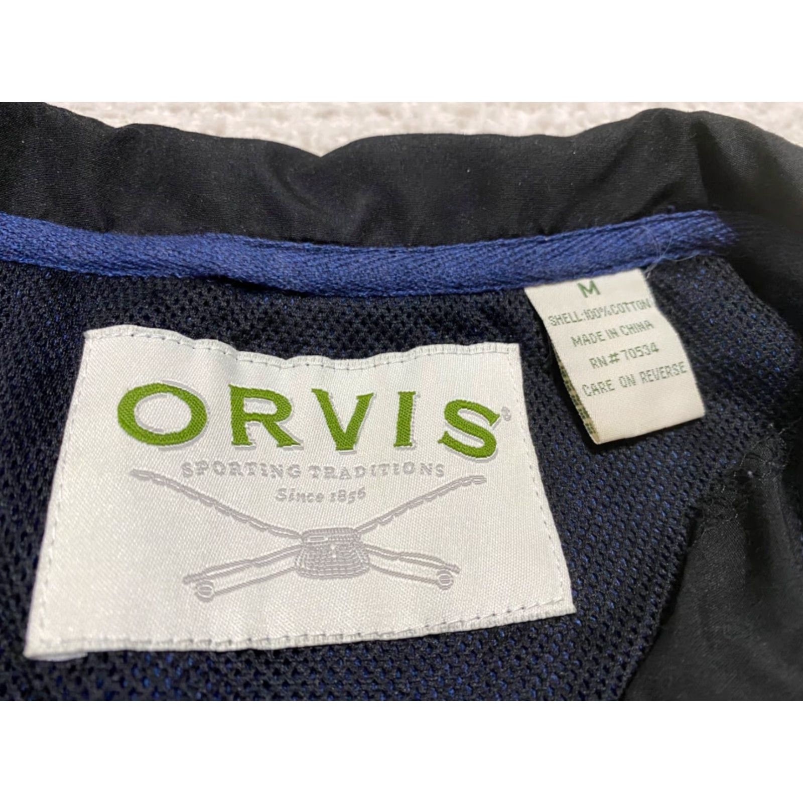 Orvis Orvis Mens Sweater Pullover 1/4 Zip Long Sleeve 100% Cotton Solid Blue M/Regular Men's Knit Mock Neck Size US M / EU 48-50 / 2 - 5 Thumbnail