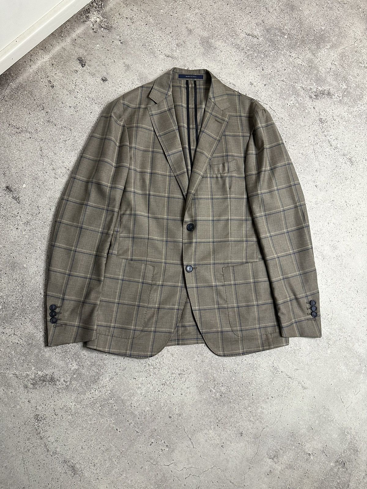 Boggi Boggi Milano Reda 1865 Light Beige Plaid Wool Blazer Size US S / EU 44-46 / 1 - 1 Thumbnail