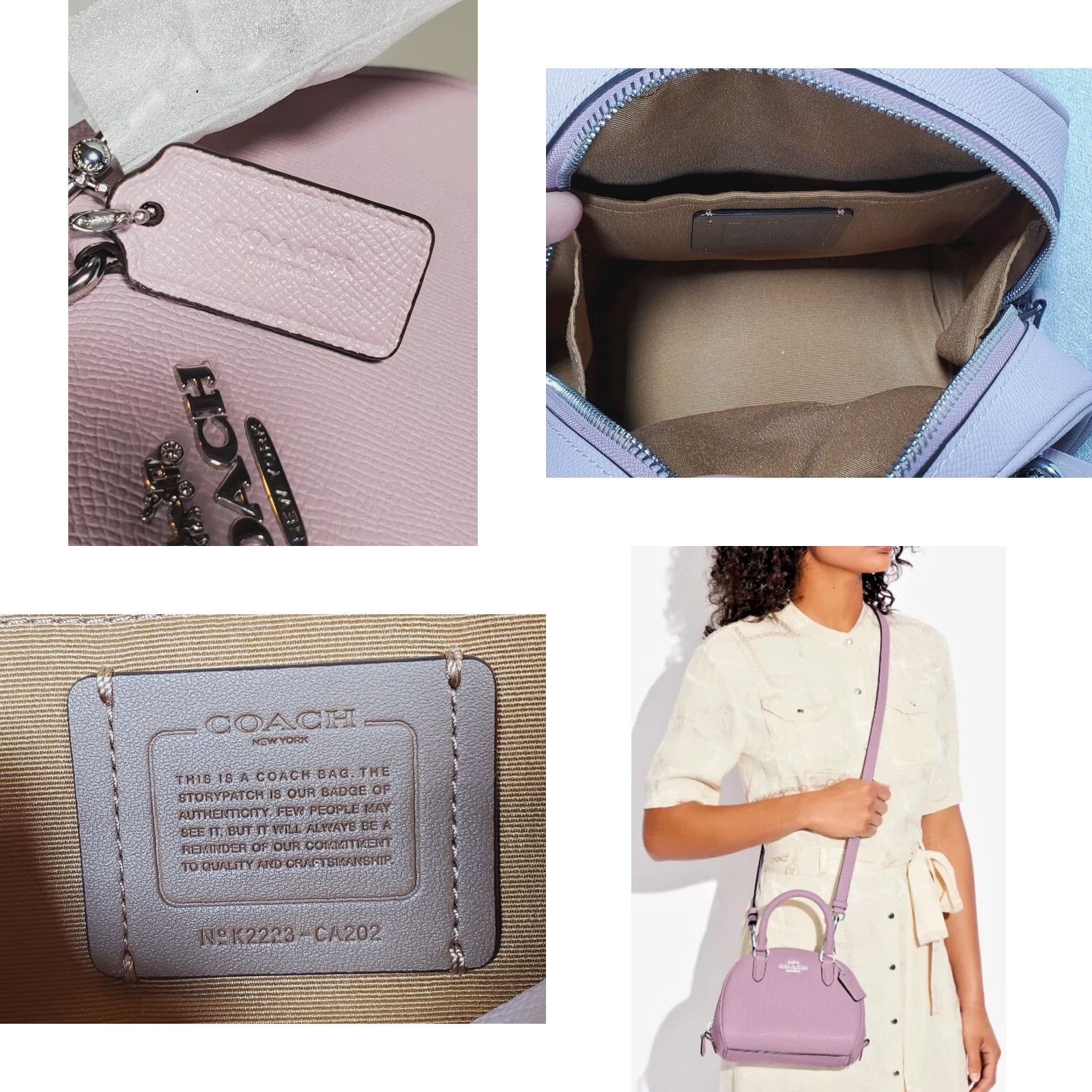 Coach COACH Sydney Satchel Crossbody Bag Ice Purple Crossgrain Leather CA202 New Women's Crossbody Bag Size ONE SIZE - 8 Thumbnail