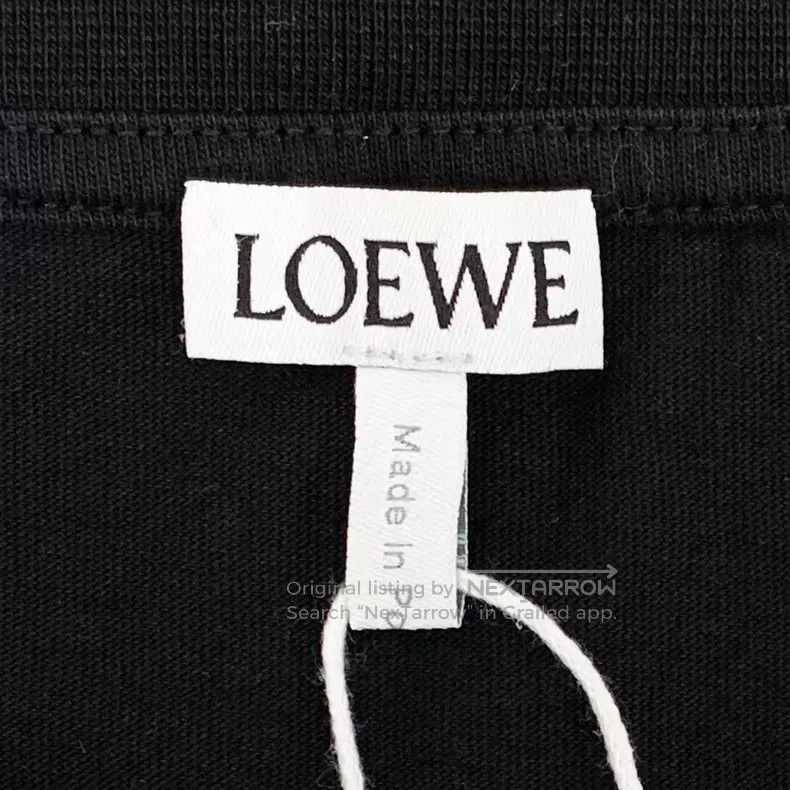 Loewe Loewe Black logo embroidered cotton round neck short sleev Size US M / EU 48-50 / 2 - 5 Thumbnail