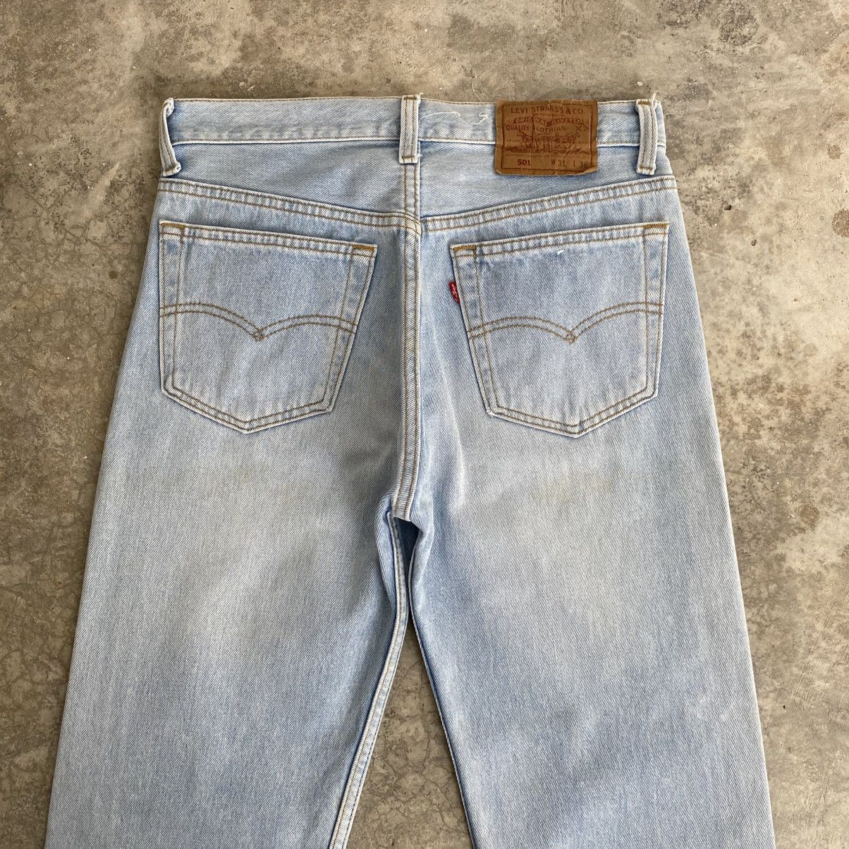 Levi's Vintage 90’s Levis 501 Faded Light Blue Distressed Jeans Size US 30 / EU 46 - 12 Thumbnail