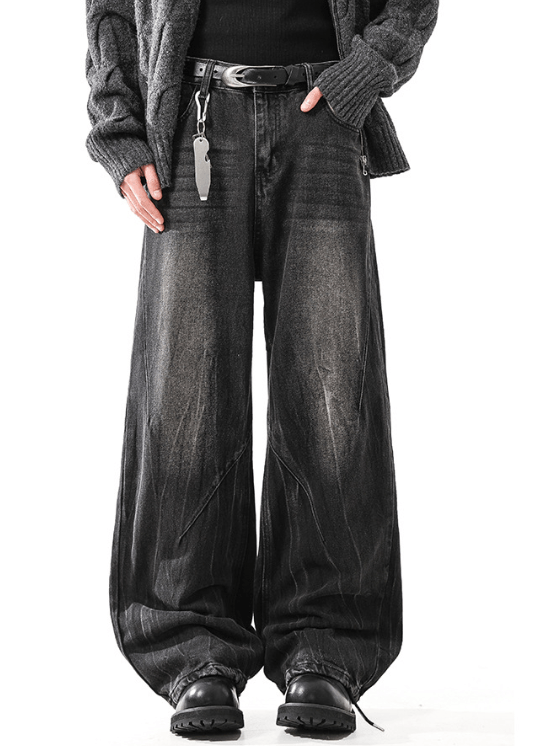 Vintage American street retro washed men's cleanfit wide-leg jeans Size US 32 / EU 48 - 1 Thumbnail