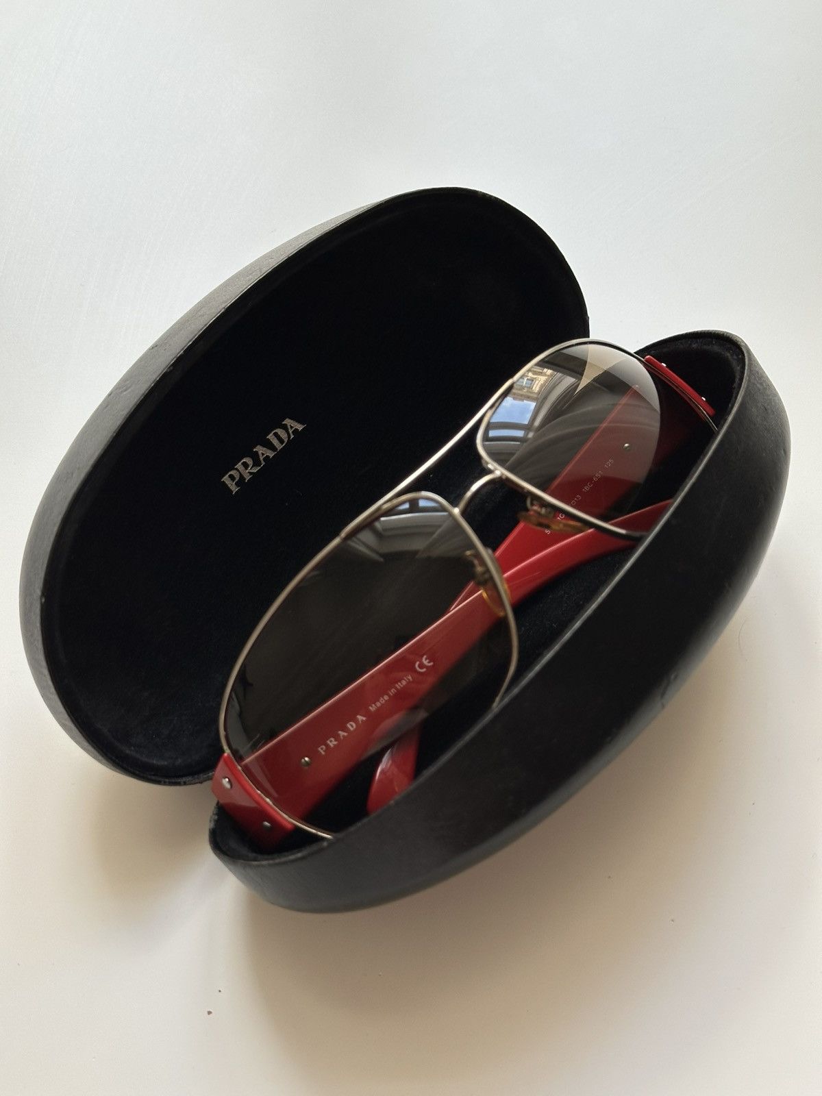 Prada Prada Vintage men’s 2010 Gunmetal Red Grey Mask Sunglasses Size ONE SIZE - 2 Thumbnail