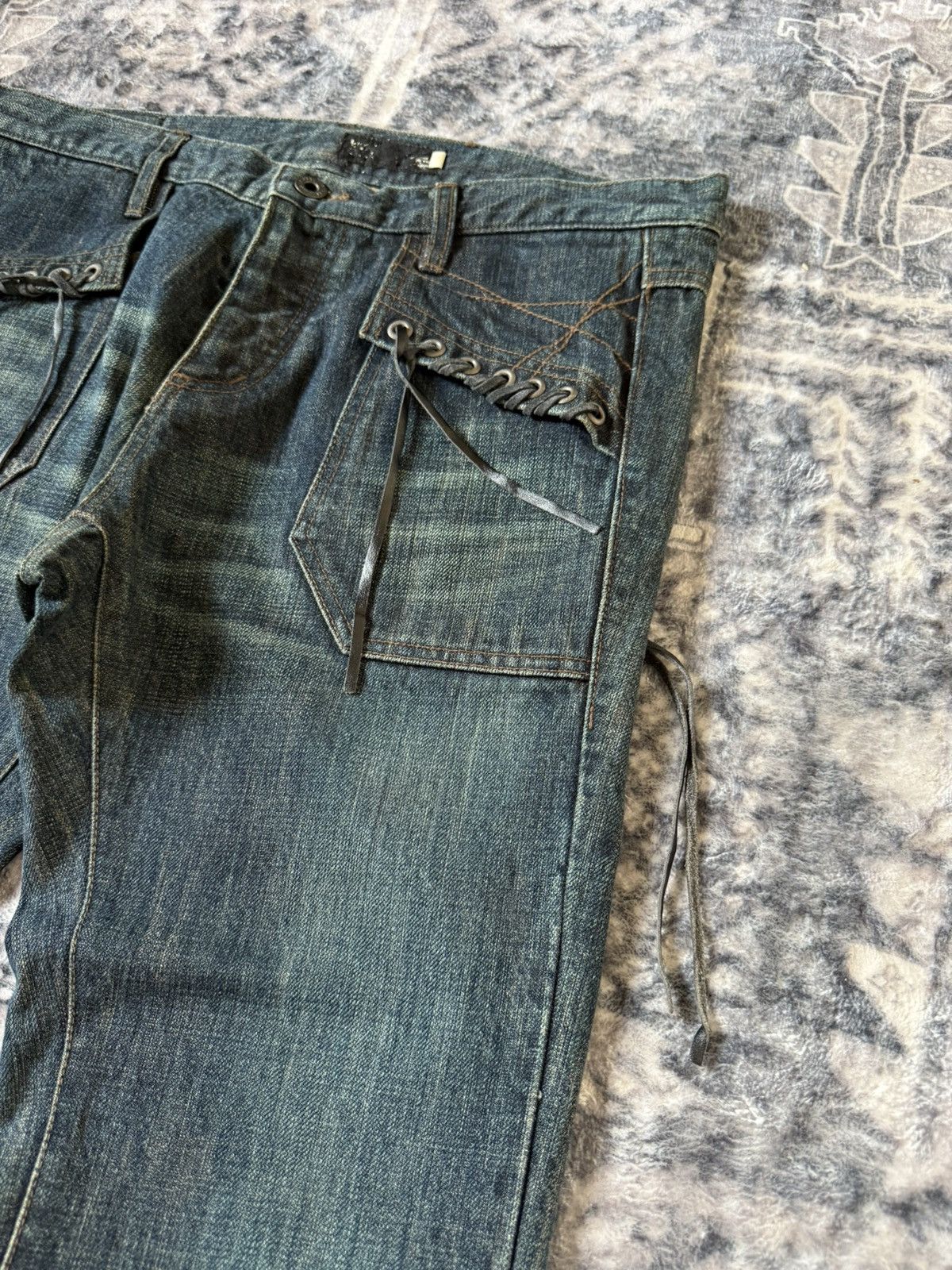 L7 Real Hip L7 Real Hip Leather Lace-up Braided Pocket Flared Jeans Size US 32 / EU 48 - 7 Thumbnail