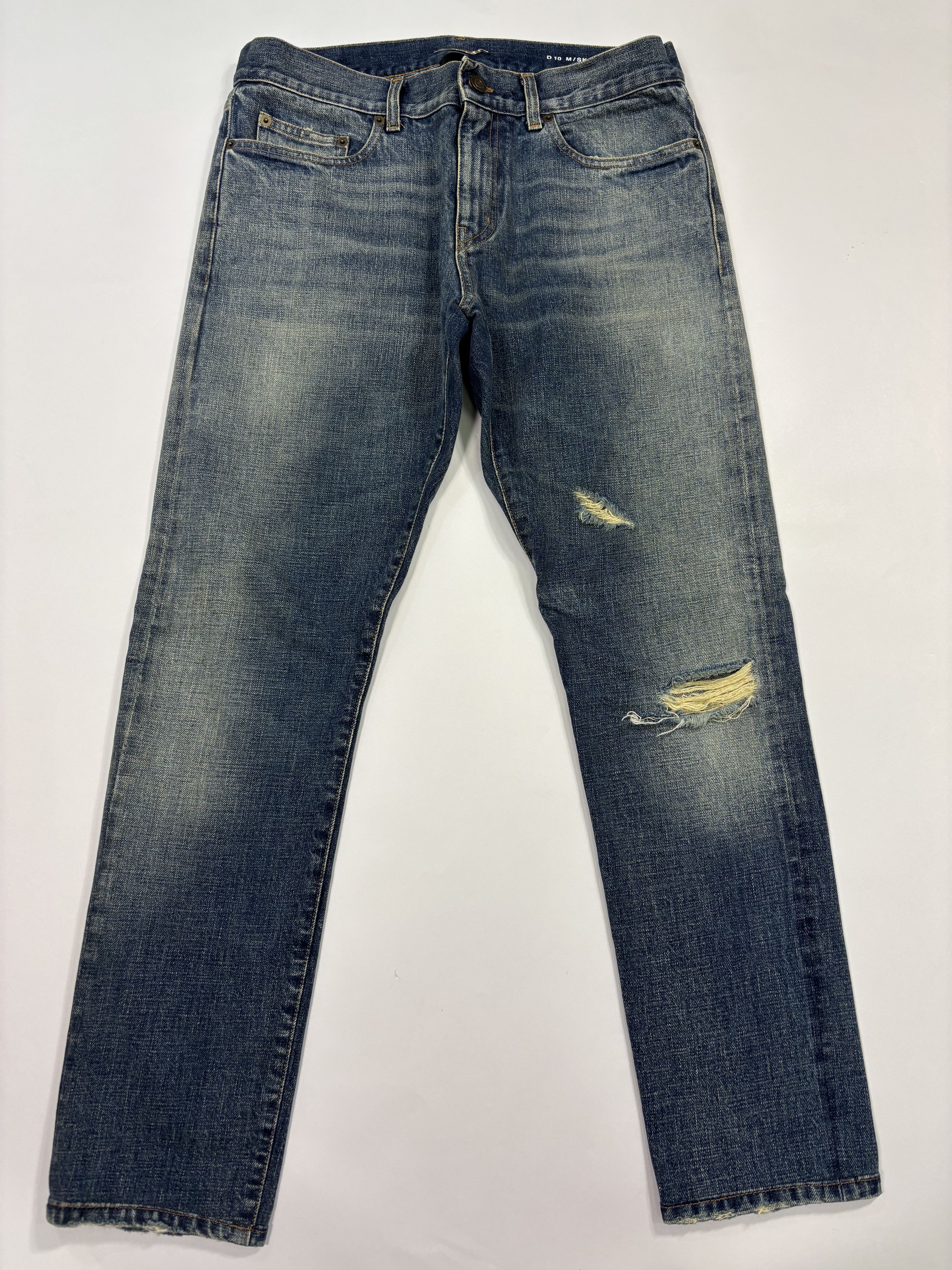 Saint Laurent Paris Saint Laurent Distressed Blue Pants Size US 32 / EU 48 - 1 Thumbnail