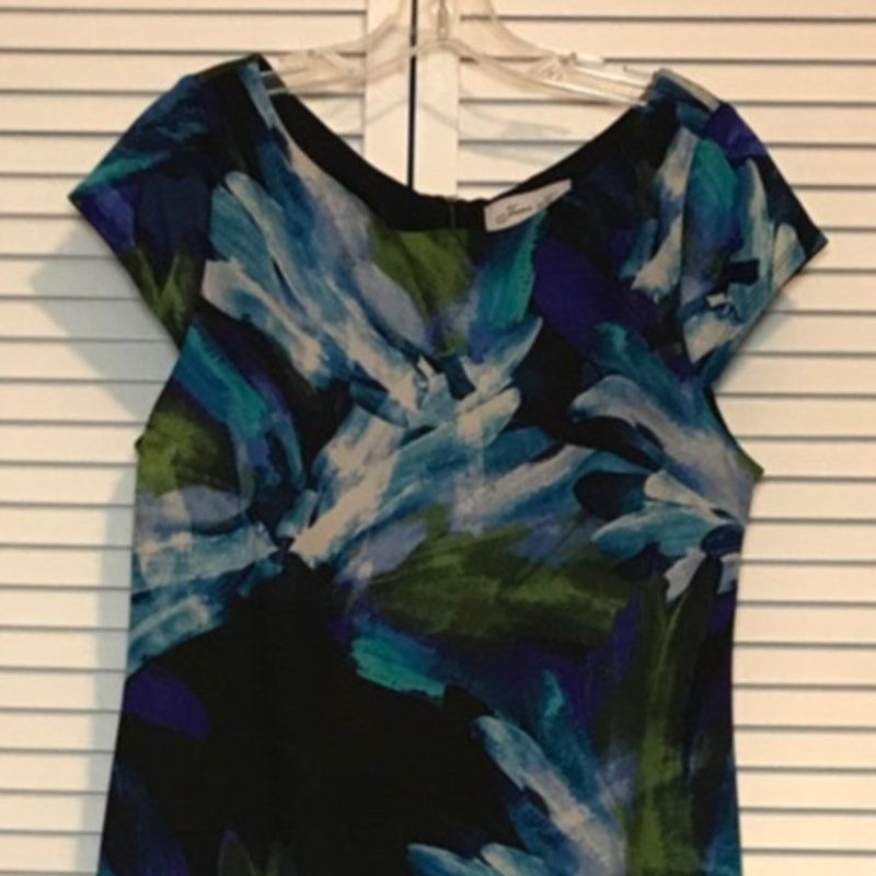 Other Jessica Howard Blue Green Floral Cap Sleeve Shift Dress 14P | Grailed