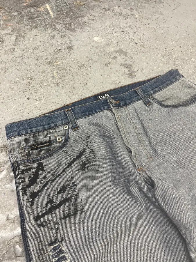 Dolce & Gabbana SS2002 Dolce & Gabbana Reversed Painted Effect Denim Jeans Size US 32 / EU 48 - 6 Thumbnail