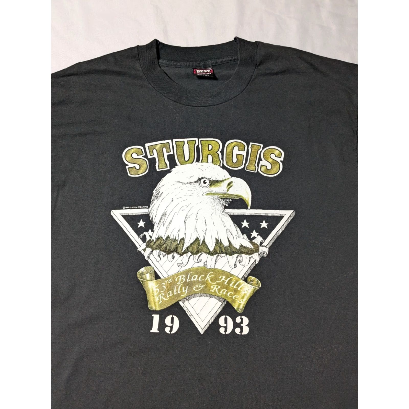 Vintage VINTAGE 1993 STURGIS 53RD BLACK HILLS RALLY Men XL Black BEST FOTL USA T-Shirt Size US XL / EU 56 / 4 - 5 Thumbnail