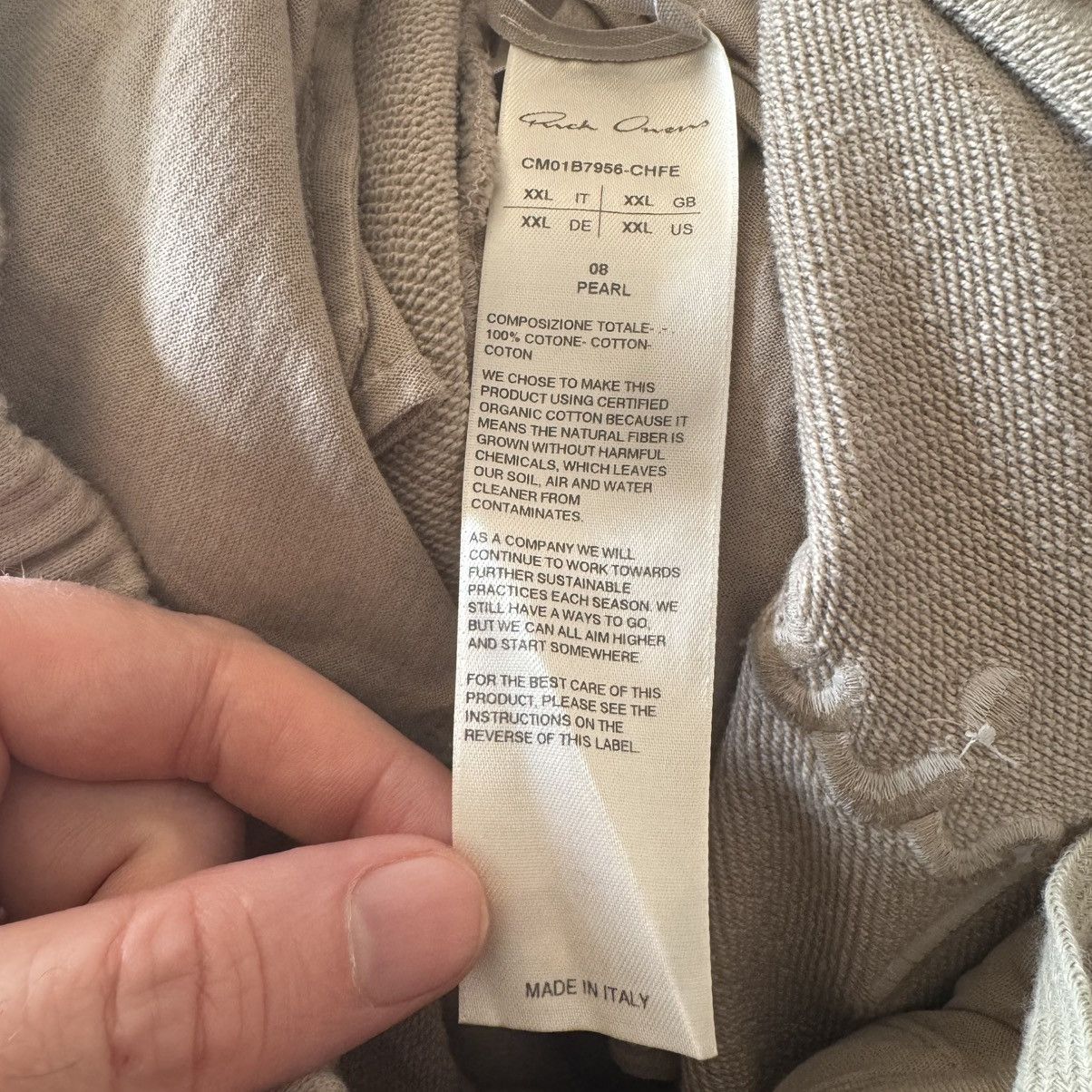 Pearl (Off-White) Rick Owens x Champion Sweatpants Size XXL