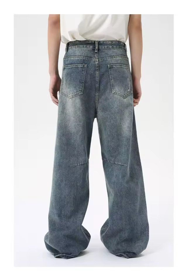 Jean Streetwear Washed Baggy Straight Wide Leg Jeans Size US 32 / EU 48 - 3 Thumbnail
