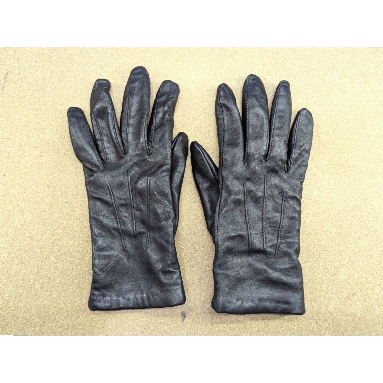Vintage Genuine Leather Womens Gloves Size 6.5 Black Winter Wool Lining Glove Women Casual - Hand Warmth - 6.5 - Leather Size ONE SIZE - 2 Thumbnail