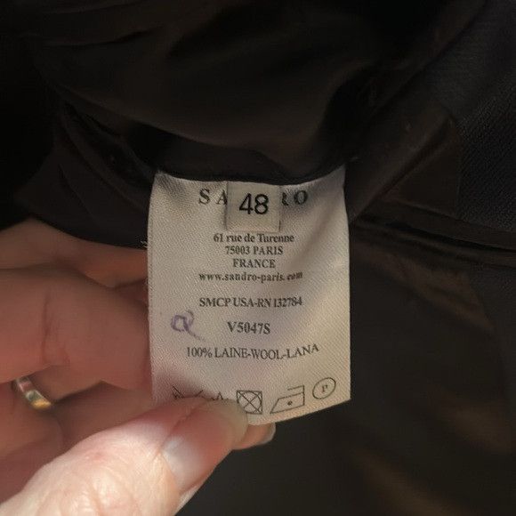 Sandro ✅SANDRO 48/M 100% wool blue blazer single breasted Size 48R - 11 Thumbnail