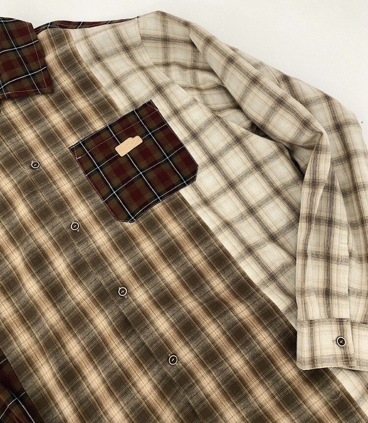 Japanese Brand × Vintage Retro fashion patchwork plaid button up shirt Size US XXL / EU 58 / 5 - 6 Thumbnail