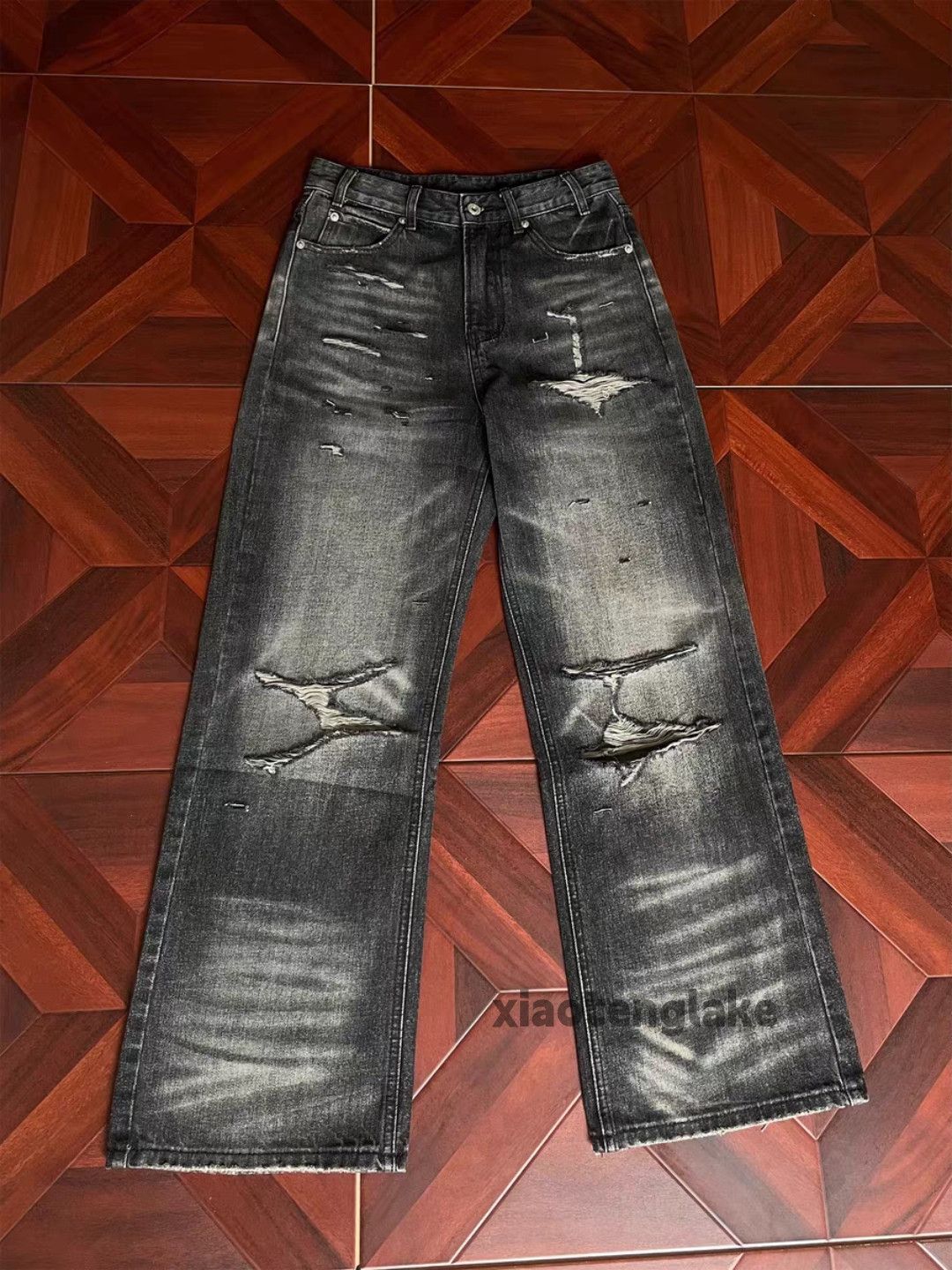 Jean Unisex utility punk yuppie grunge ripped damaged pants Size US 34 / EU 50 - 9 Thumbnail