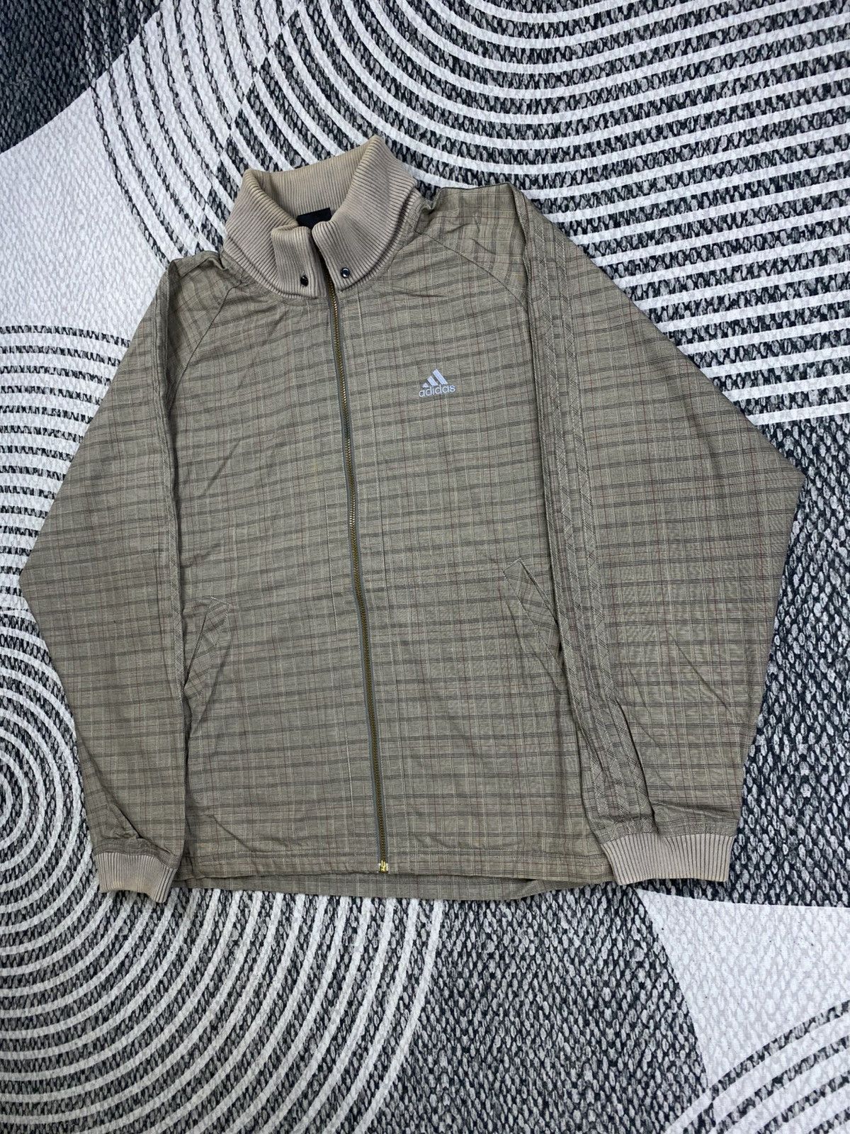 Adidas Adidas Climaproof Beige Plaid Zipper Jacket Size US M / EU 48-50 / 2 - 4 Thumbnail