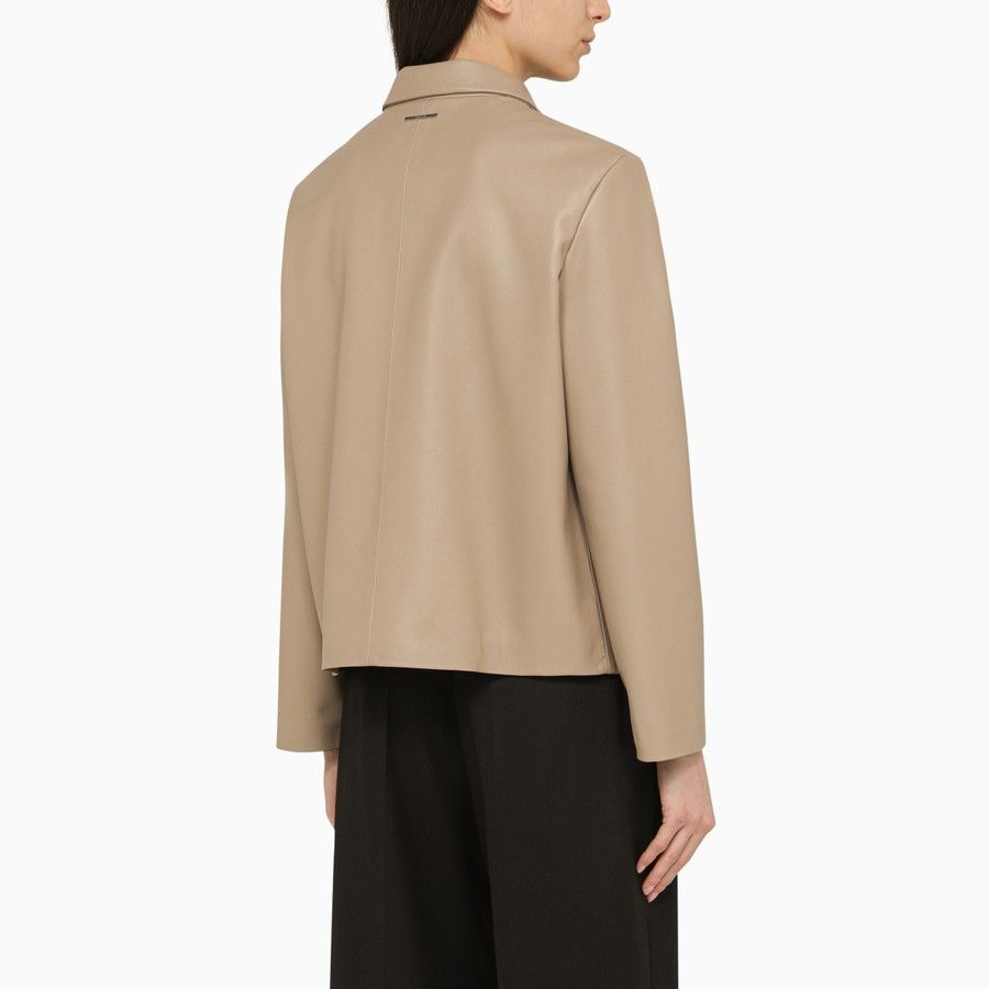 Calvin Klein o1d2blof0824 Short Regenerated Leather Jacket in Beige Size M / US 6-8 / IT 42-44 - 3 Thumbnail