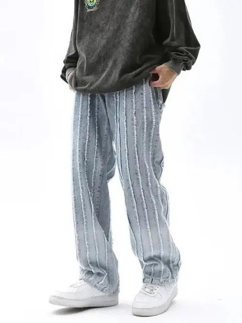 Jean Kasuga x Hioki Striped Baggy Flared Wide Leg Jeans y2k retro Size US 32 / EU 48 - 5 Thumbnail