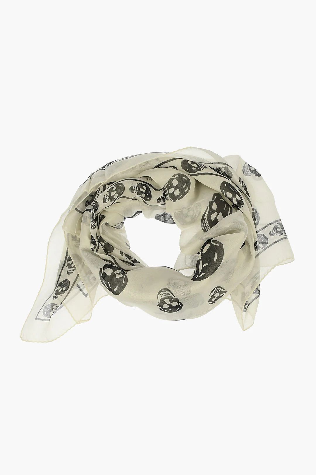 Alexander McQueen og1mm0426 Size: OS / Skull-Print Silk Scarf in White Size ONE SIZE - 1 Thumbnail