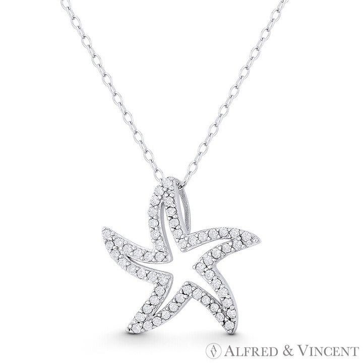 Other Starfish Ocean Charm CZ Crystal Sterling Silver Pendant Size ONE SIZE - 1 Preview
