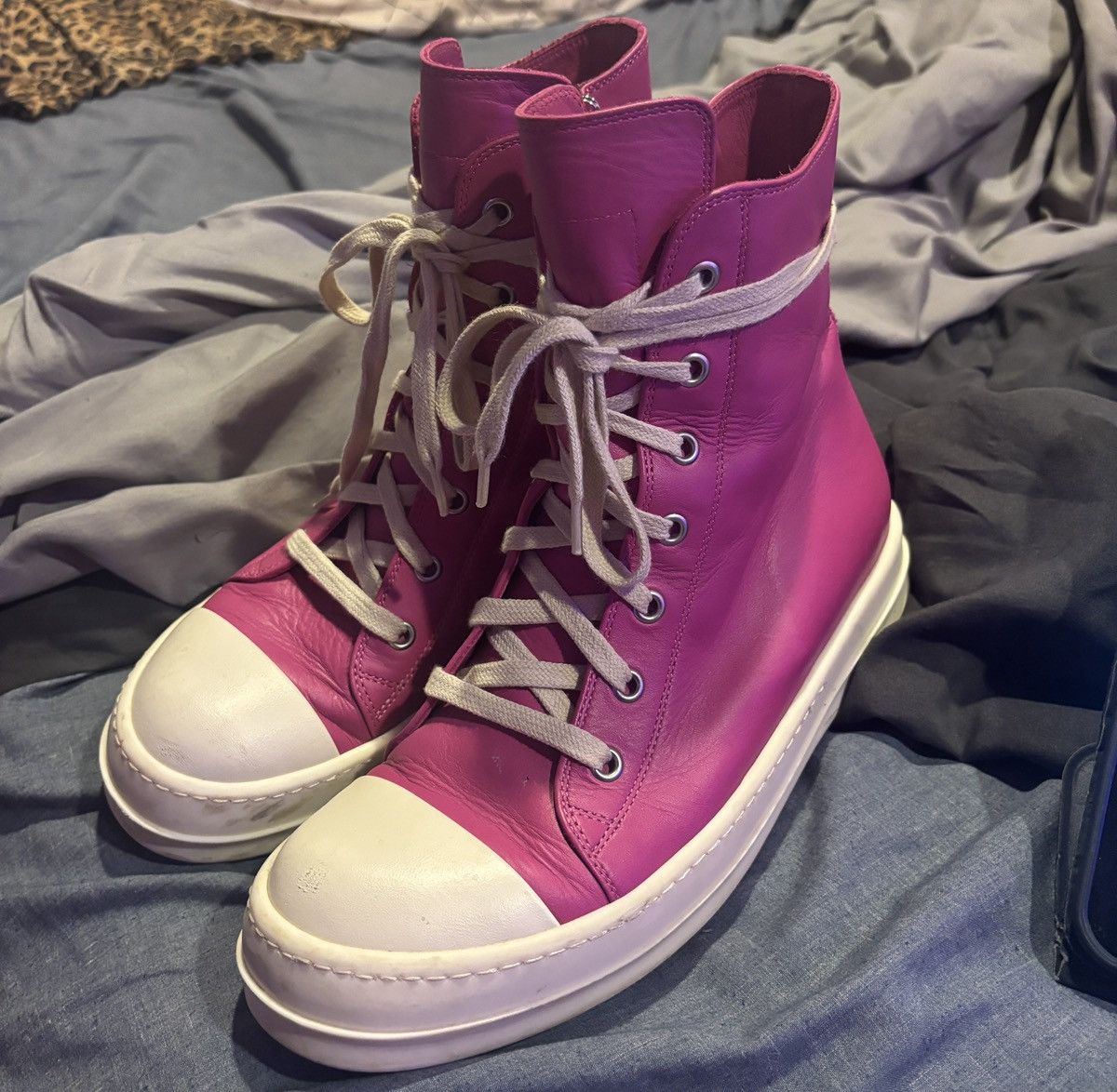 Rick Owens Hi top Leather Rick Owens Pink Size US 6 / EU 39 - 1 Thumbnail