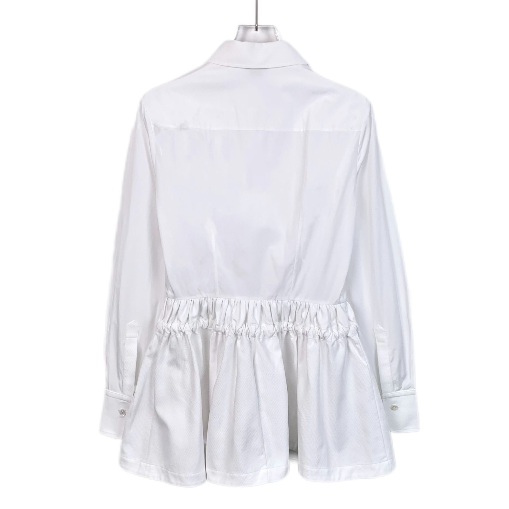 Alexander McQueen Alexander McQueen Womens White Peplum Long Sleeve Button-Dow Size XS / US 0-2 / IT 36-38 - 2 Thumbnail