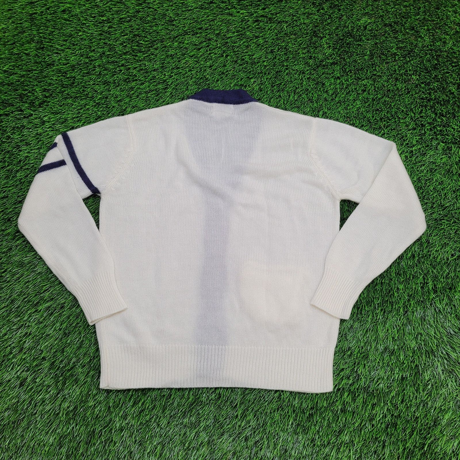 Vintage VTG Preppy Varsity Cardigan Sweater Cream Academia 70s XS Size XS / US 0-2 / IT 36-38 - 2 Thumbnail