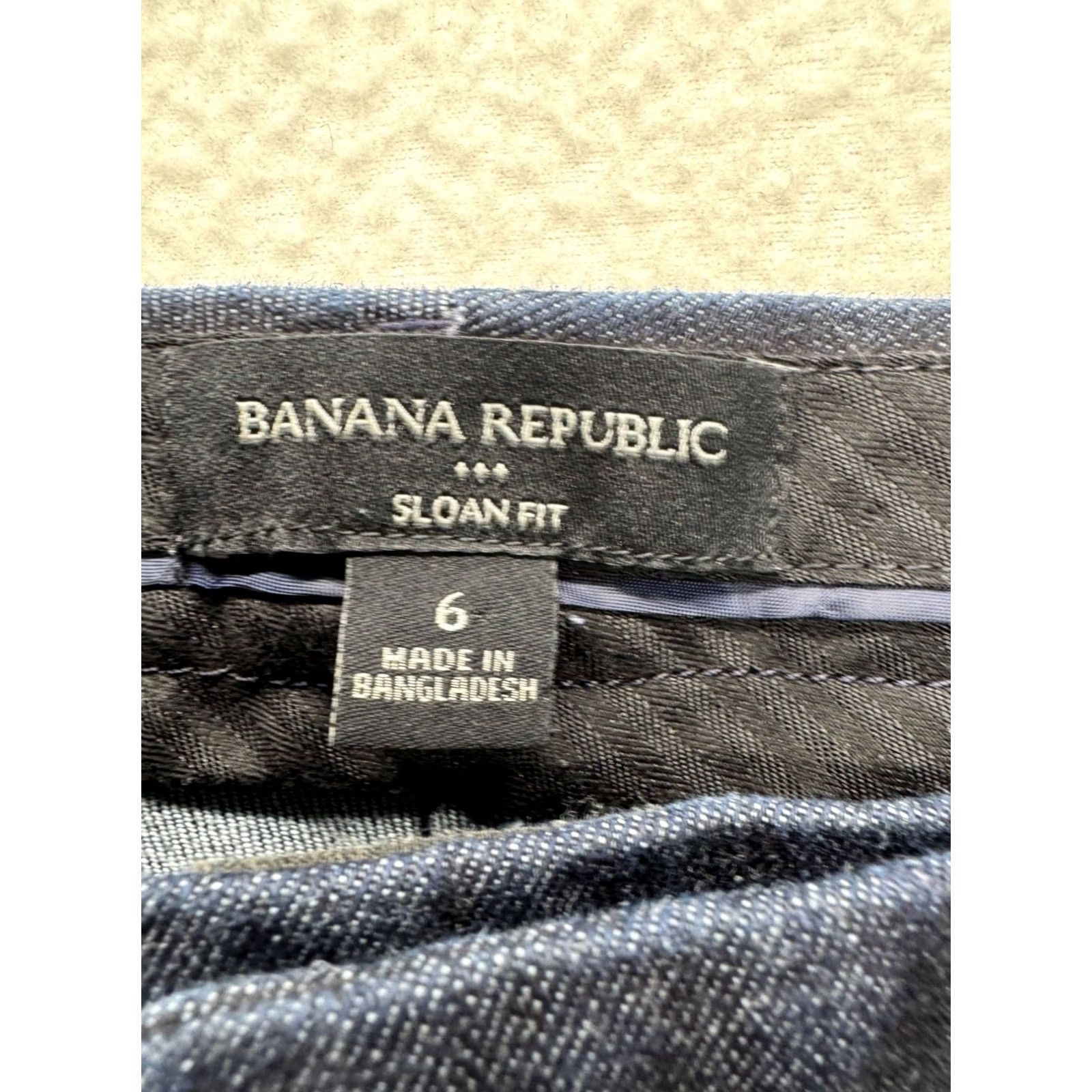 Banana Republic Banana Republic Sloan Fit Navy Stretch Cotton Pants Womens 6 Dress Pants 32" Inseam Denim Texture {/* Like New */} Size 28" / US 6 / IT 42 - 3 Thumbnail