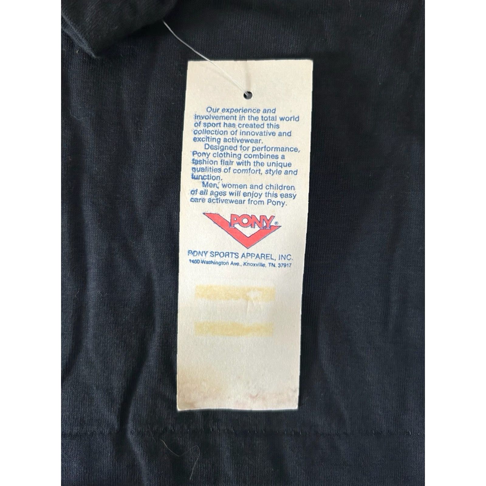 PONY VINTAGE PONY T-SHIRT Mens Black 90s Crew Neck NOS NWT Single Stitch White Graphic 19" Across 29" Long Size US M / EU 48-50 / 2 - 3 Thumbnail