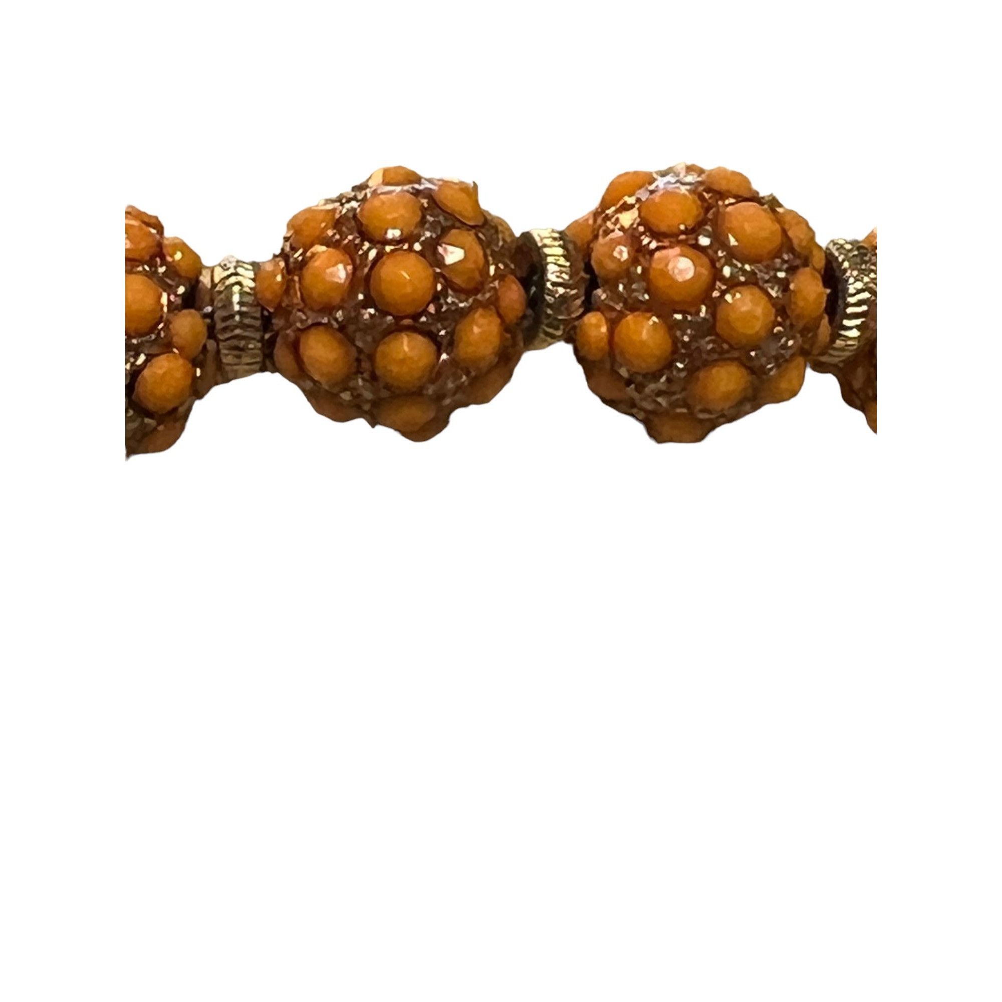 Other Orange Bead Bauble Slide Adjustable Bracelet Gold Tone 5" - Size ONE SIZE - 2 Thumbnail