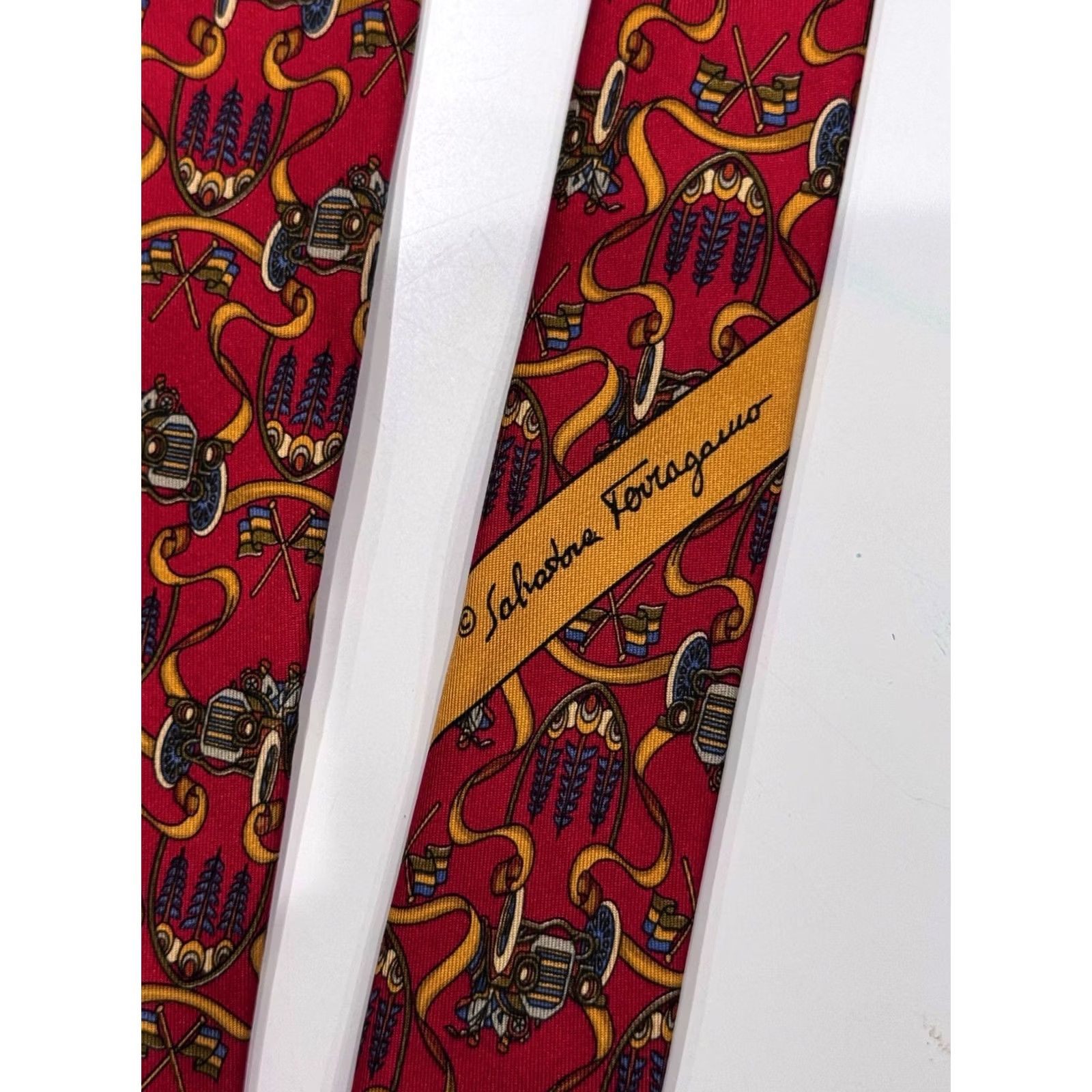Salvatore Ferragamo Salvatore Ferragamo VTG Cars Design Silk Neck Tie Mens Ascot Multicolor Size ONE SIZE - 2 Thumbnail