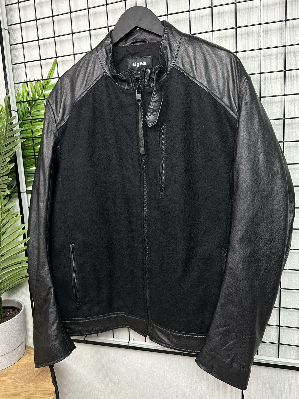 tigha Tigha motorcycle Patchwork Leather Jacket Wool Men XXL Size US XXL / EU 58 / 5 - 3 Thumbnail