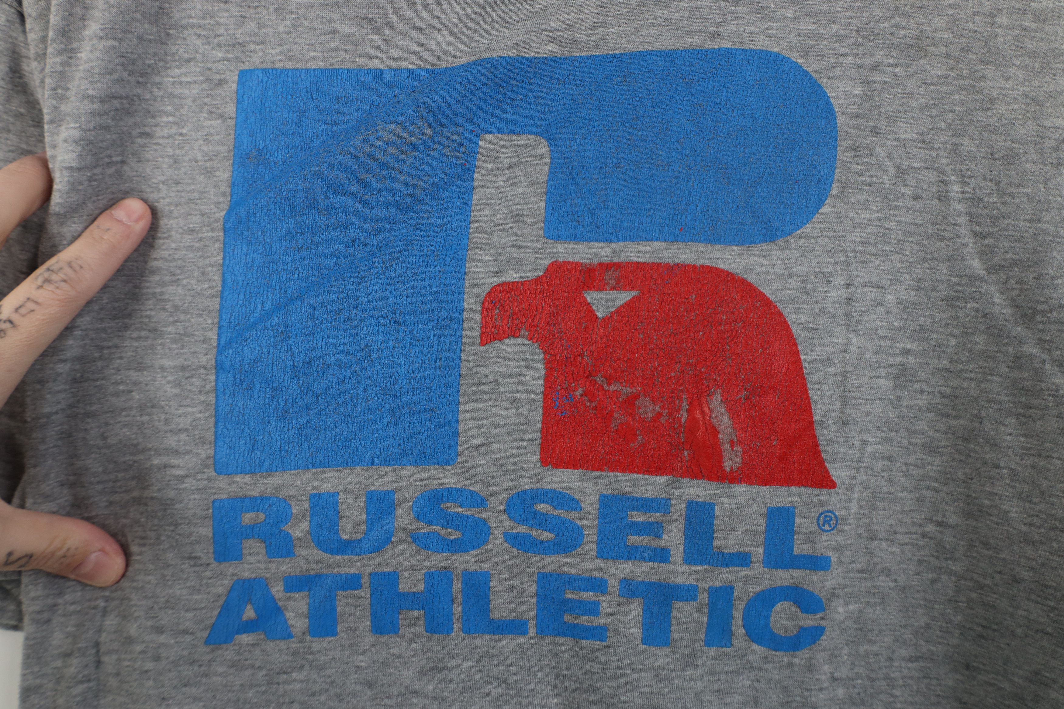 Russell Athletic Vintage Russell Athletic Big Logo Short Sleeve T-Shirt Gray Size US XL / EU 56 / 4 - 4 Thumbnail