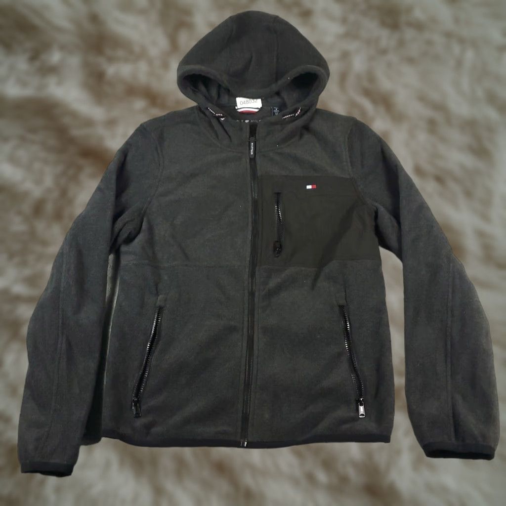 Tommy Hilfiger Tommy Hilfiger Jacket Women Small Gray Fleece Full-Zip Logo Pockets Casual Womens Size S / US 4 / IT 40 - 1 Thumbnail