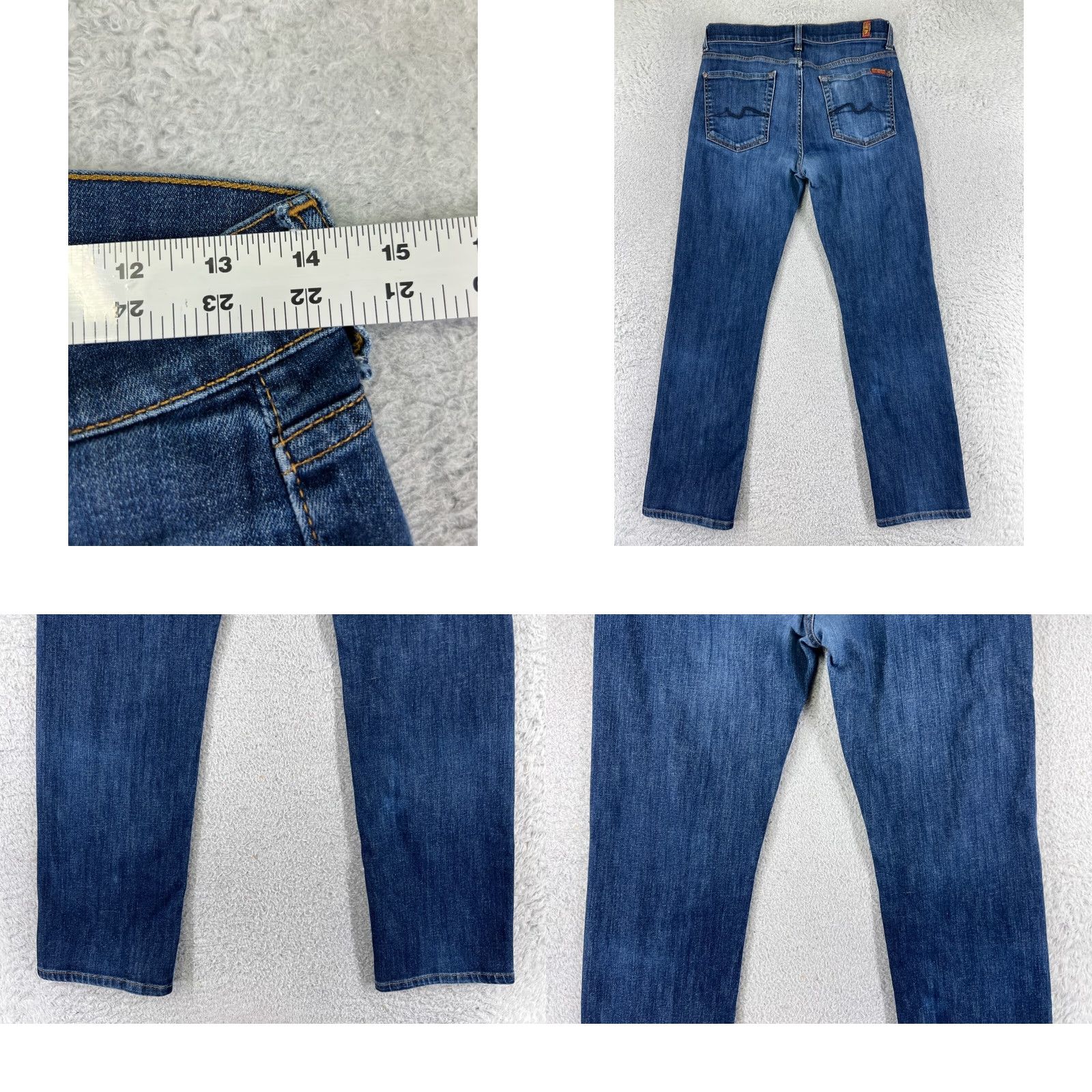 7 For All Mankind 7 For All Mankind Jeans Regular 28x27 Blues Denim Straight Distressed Stretch 28 Mens Pants Vintage No Size US 28 / EU 44 - 9 Thumbnail