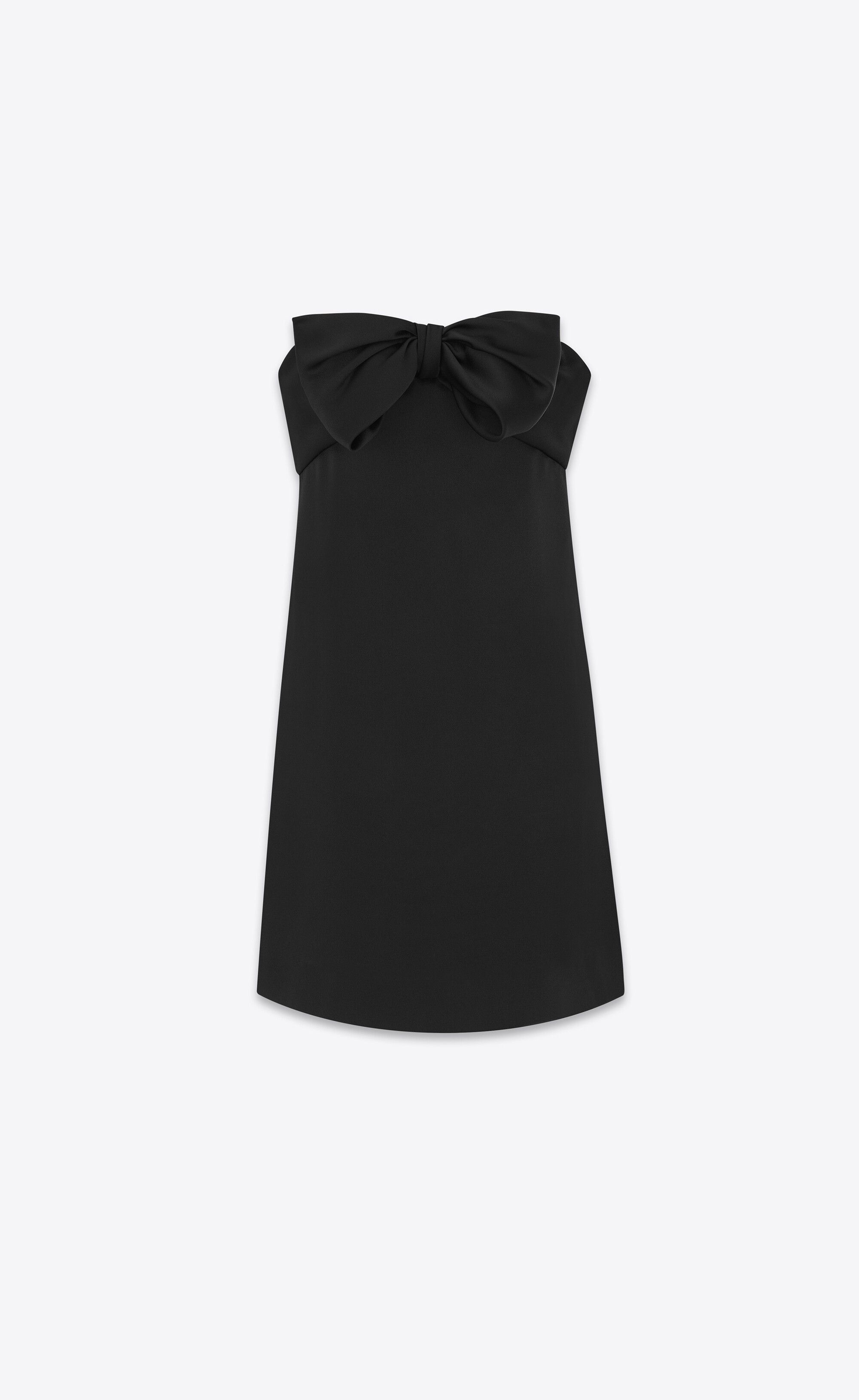 Saint Laurent Paris o1s1wg110425 729759 Bustier Dress In Crepe Satin in Black Size L / US 10 / IT 46 - 1 Thumbnail