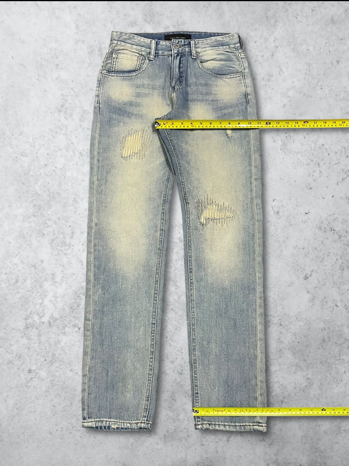 Calvin Klein Calvin Klein Faded Wash Sashiko Patches Y2K Straight Jeans Size US 29 - 14 Thumbnail