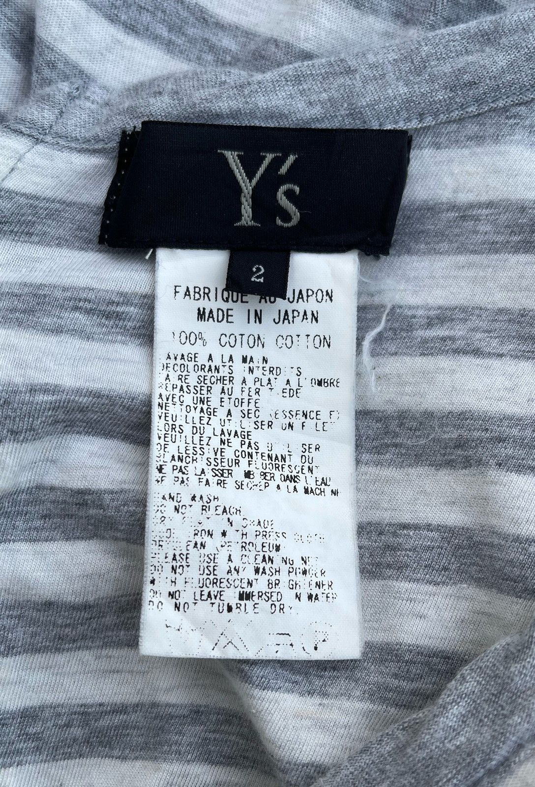Yohji Yamamoto 🔥Vintage Y's by Yohji Yamamoto Asymmetrical Striped T-shirt Size S / US 4 / IT 40 - 15 Thumbnail