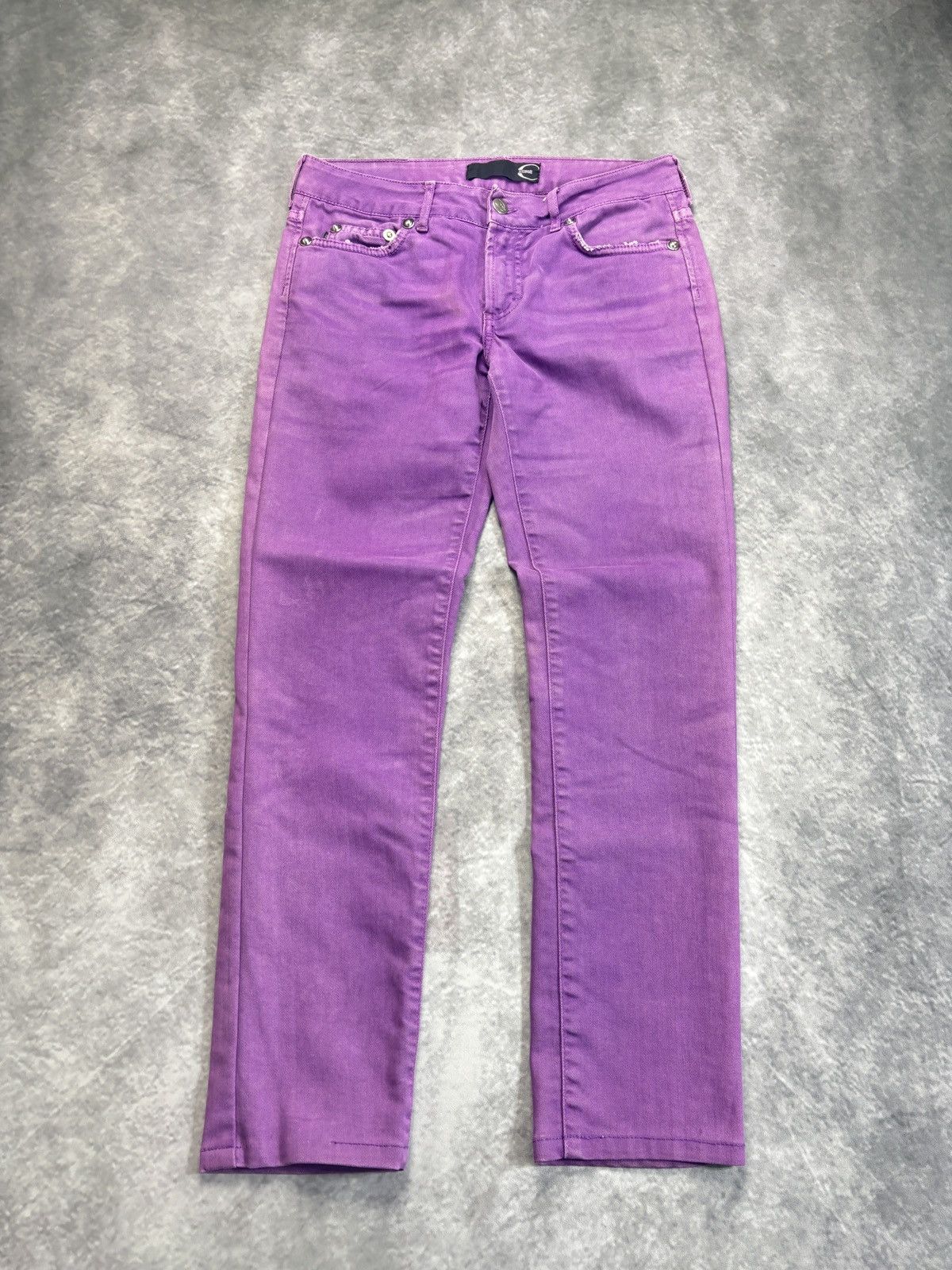 Just Cavalli × Roberto Cavalli × Vintage 2000s Just Cavalli Jeans Vintage Roberto Cavalli Purple Pant Size 29" - 13 Thumbnail