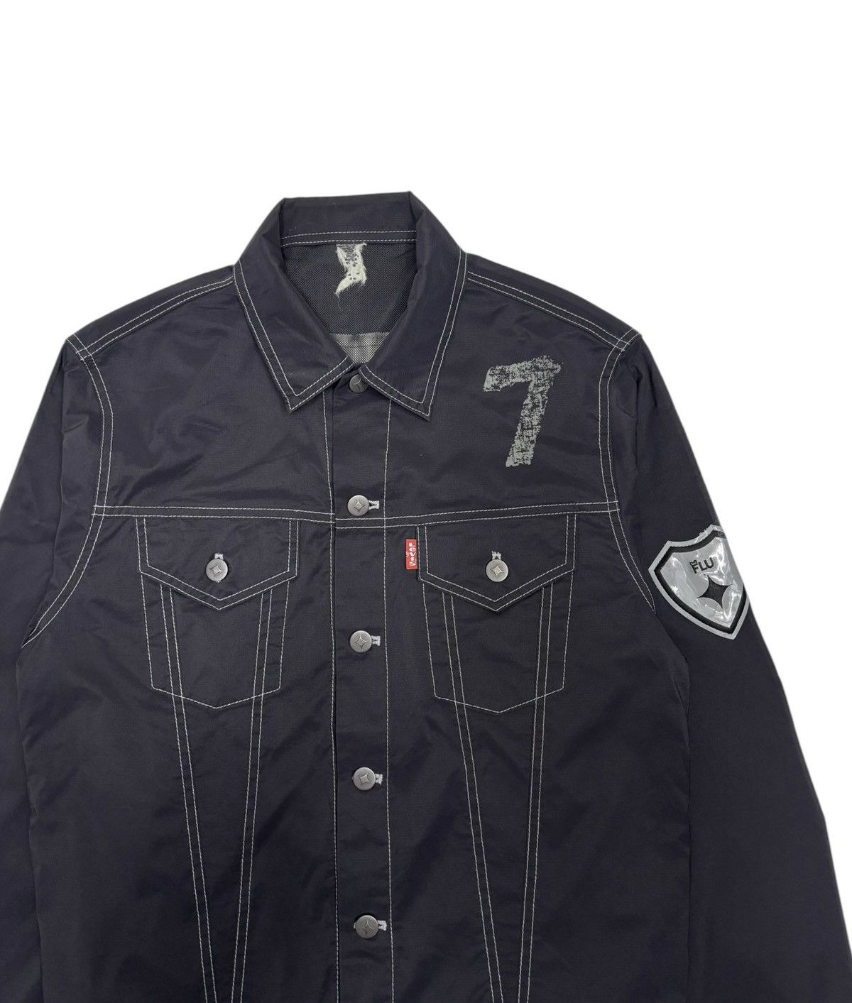 If Six Was Nine × Levi's 🔥RARE LEVIS FLU BLACK NYLON TRUCKER JACKET Size US M / EU 48-50 / 2 - 10 Thumbnail