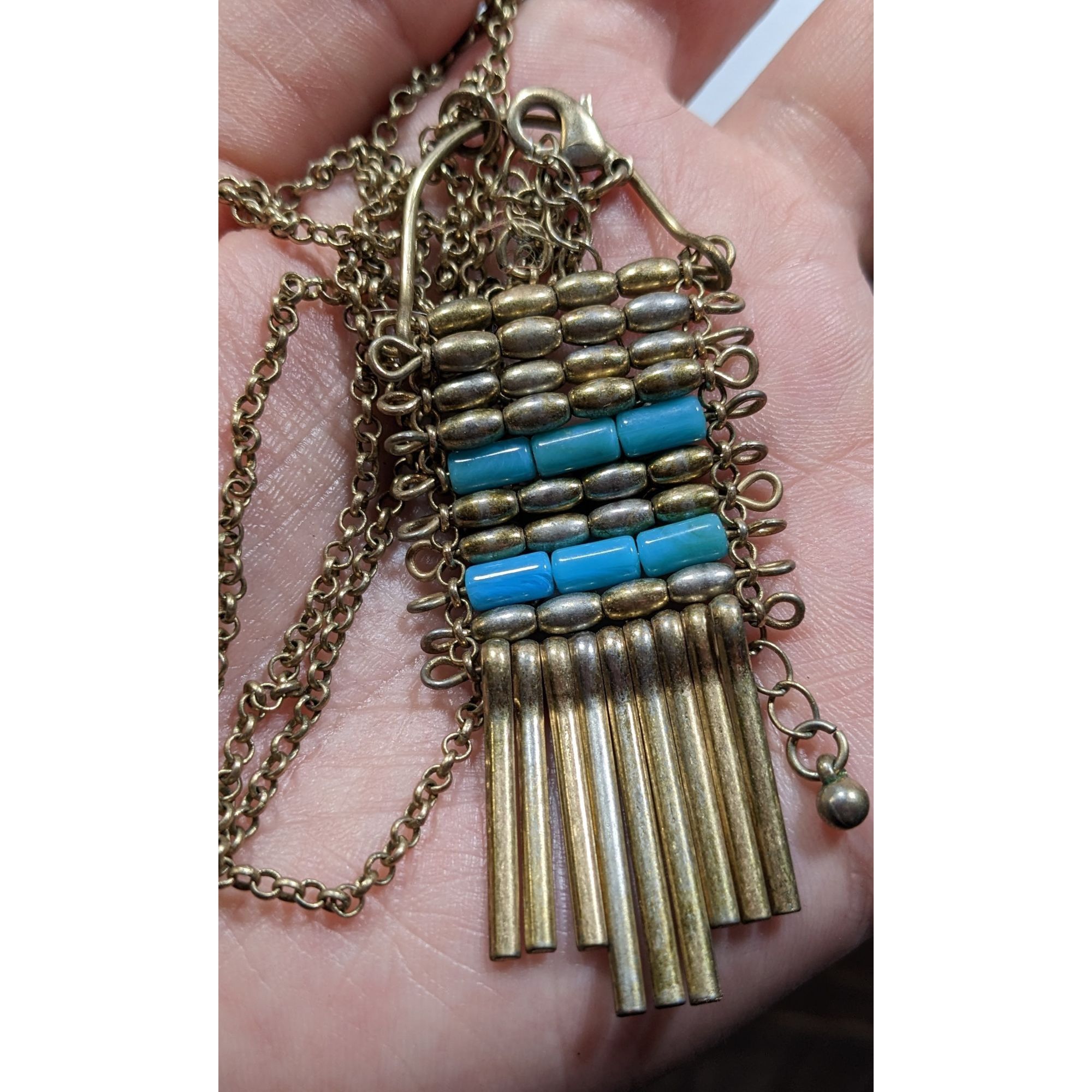 Other Unique Bohemian Beaded Tassel Pendant Blue And Silver Tone Size ONE SIZE - 3 Thumbnail