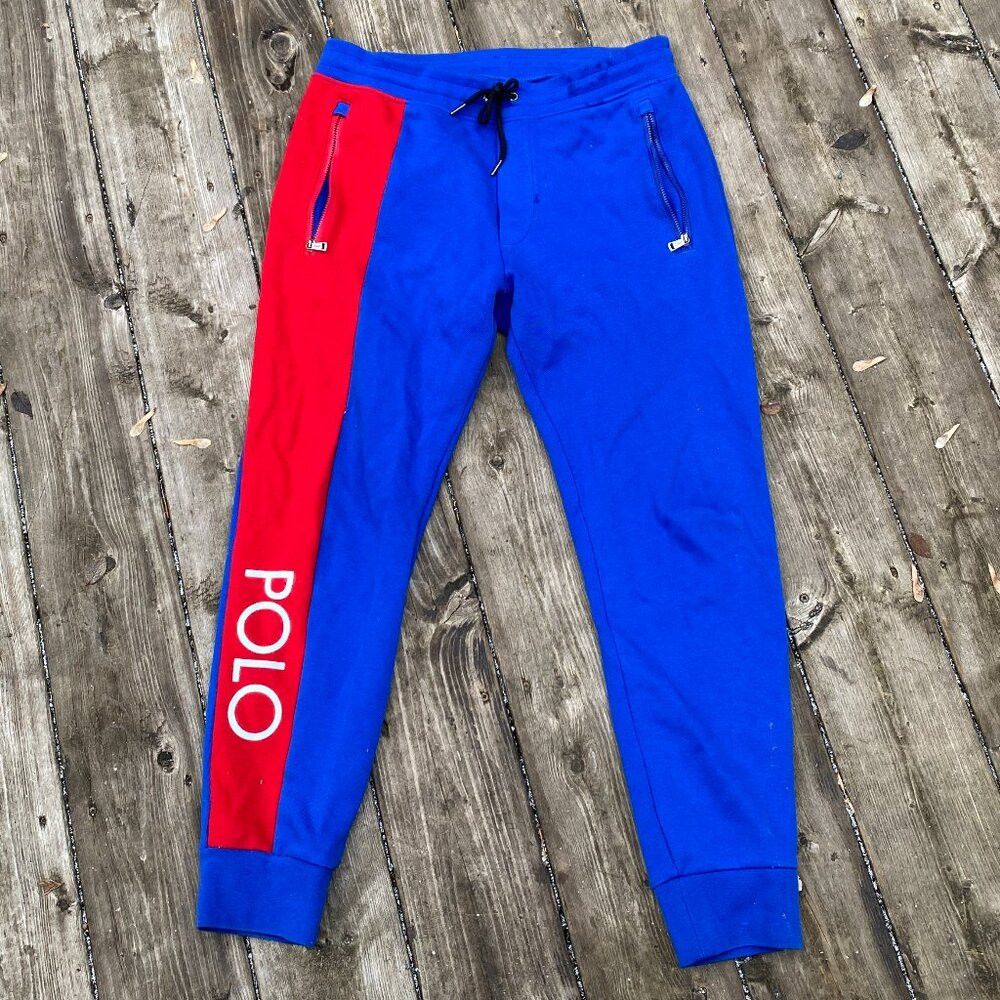 Polo Ralph Lauren Polo Ralph Lauren Blue Panel Contrast Sweatpants Joggers Sm Size US 30 / EU 46 - 1 Thumbnail