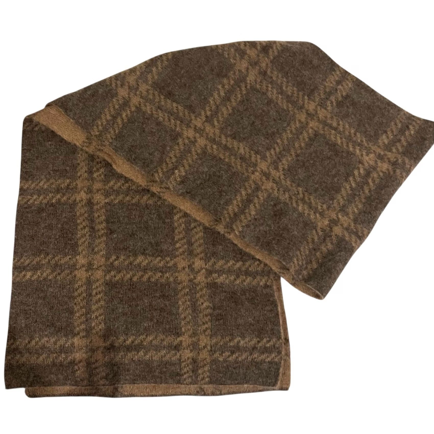 Everlane Everlane Alpaca Blend Plaid Winter Scarf Tan Brown Soft Cozy Warm 80x15” Womens Scarf Size ONE SIZE - 2 Thumbnail