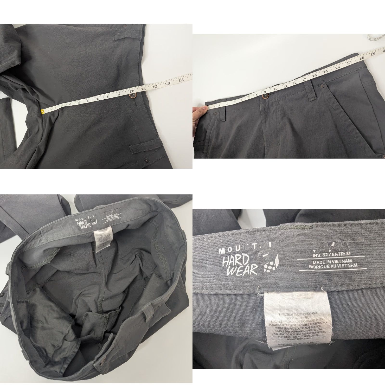 Mountain Hardwear Mountain Hardwear Mens Pants Trekking Outdoor Nylon Spandex Regular Flat Front Zip Pockets Gray 31 Inseam 34 Waist OM6833 Size 34 Size US 34 / EU 50 - 8 Thumbnail