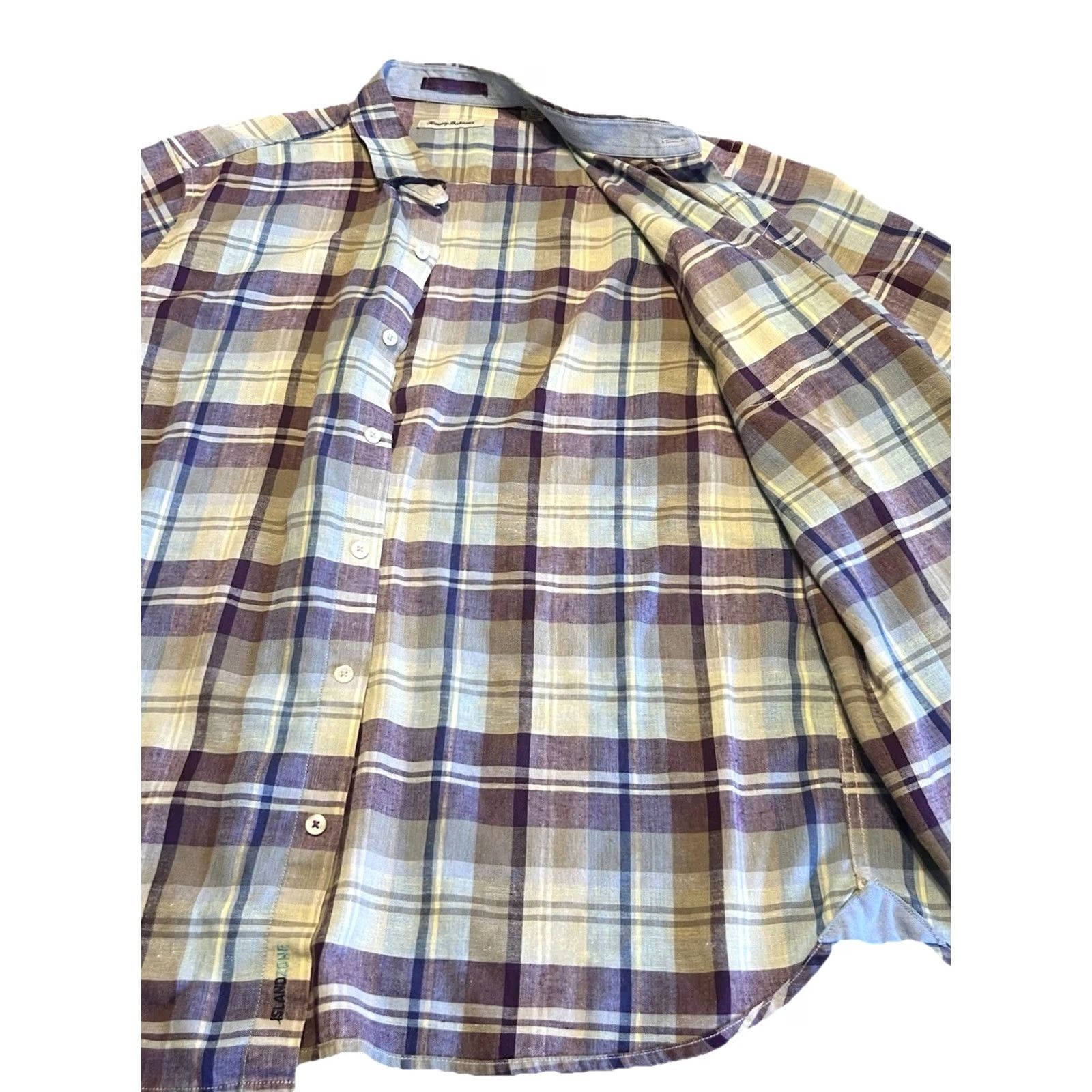Tommy Bahama Tommy Bahama Island Zone Plaid Button-Up Shirt XL Men Purple Short Sleeve Button-Down Collar Size US 36 / EU 52 - 3 Thumbnail