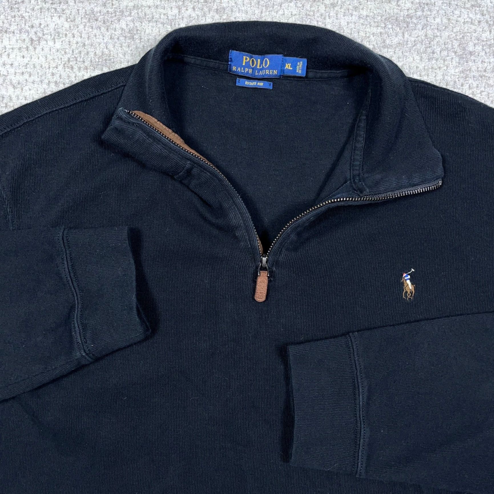 Polo Ralph Lauren Polo Ralph Lauren Sweater Men XL Black Pullover 1/4 Zip Mock Neck Logo Knit Classic Preppy Size US XL / EU 56 / 4 - 2 Thumbnail