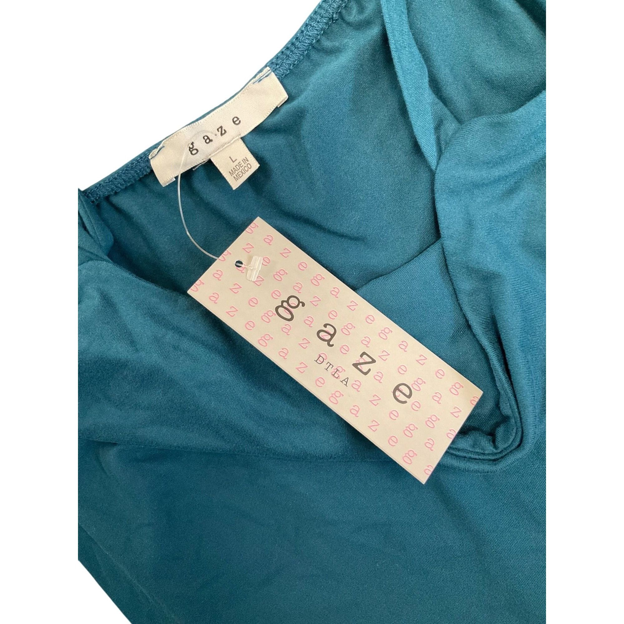 Other Teal Tie-Shoulder Tank Top By Gaze Size L Polyester/Spandex Size L / US 10 / IT 46 - 1 Thumbnail