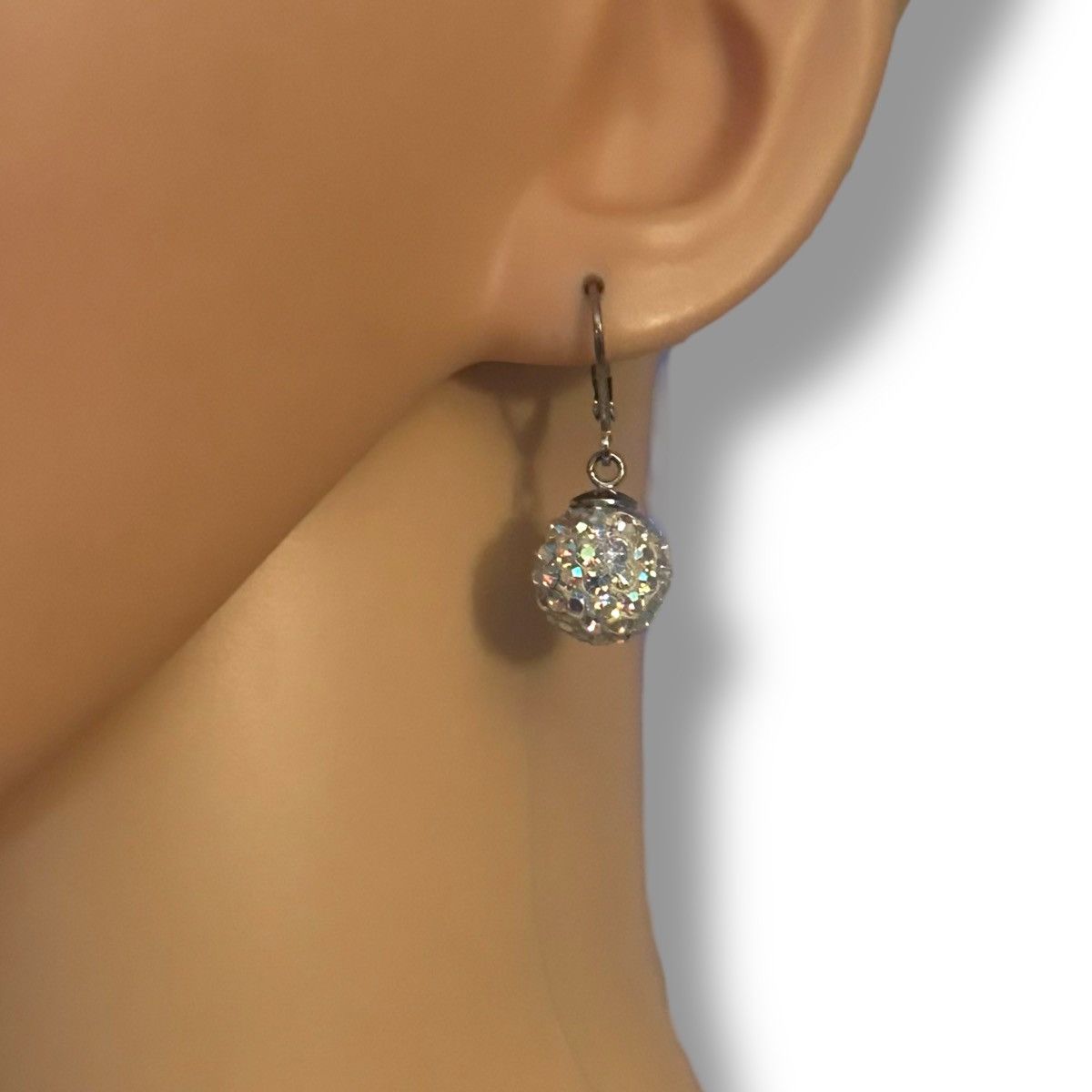 Other Silver tone paved AB crystal ball dangle earrings Size ONE SIZE - 2 Thumbnail