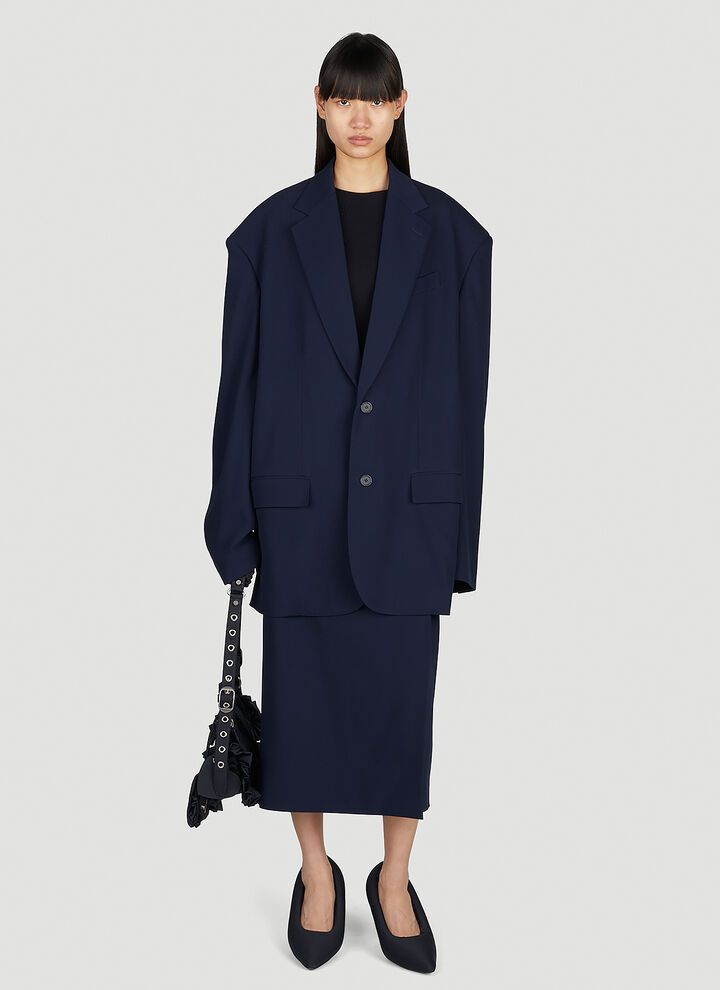 Balenciaga o1in1g1024 Oversized Jacket in Navy Blue Size L / US 10 / IT 46 - 3 Thumbnail