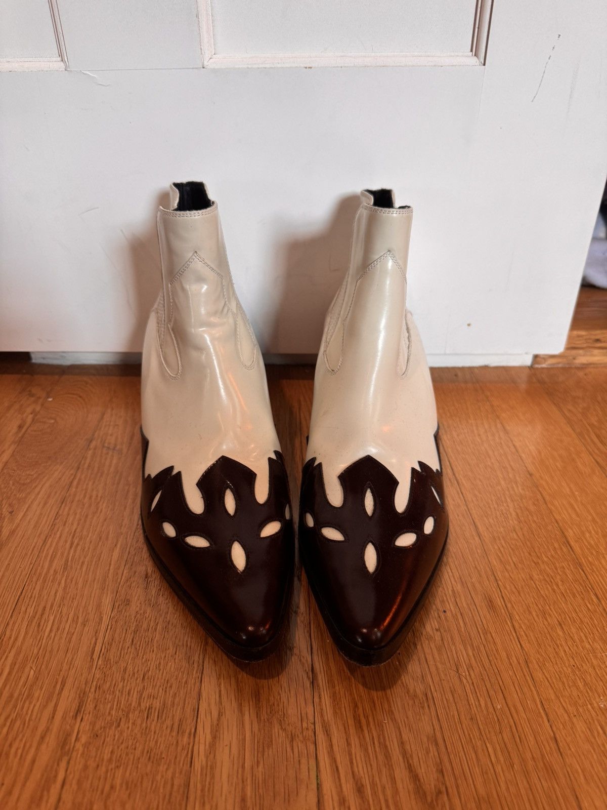 Enfants Riches Deprimes RARE ERD Midnight cowboy boots ivory and burgundy Size US 10 / EU 43 - 1 Thumbnail
